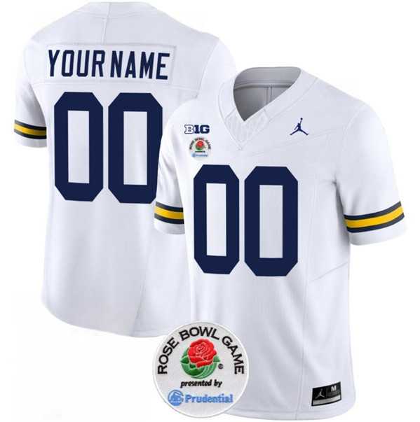 Mens Michigan Wolverines ACTIVE PLAYER Custom 2023 F.U.S.E. White Rose Bowl Patch Stitched Jersey->customized ncaa jersey->Custom Jersey